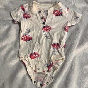 Carter's Cream and Red Fire Truck Bodysuit